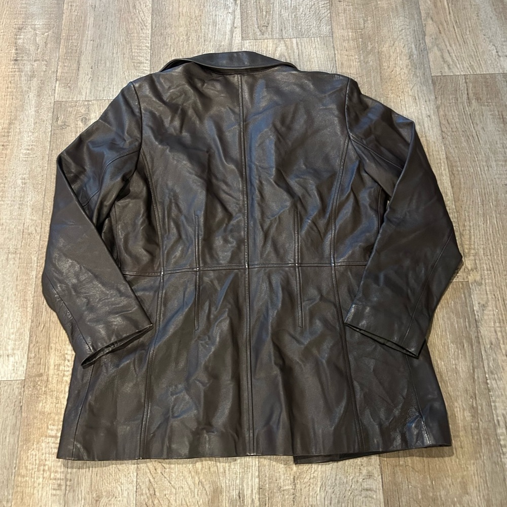 Worthington dark brown genuine leather jacket winter grunge goth - Picture 8 of 11